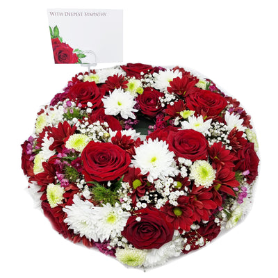 Funeral Wreath Red and Write